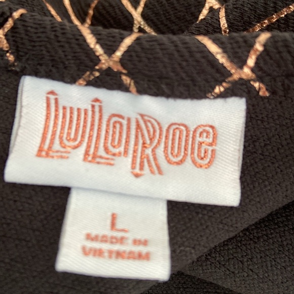LuLaRoe Rose Gold / Black Festive Holiday Christmas Short Sleeve Dress Size L - Picture 8 of 10